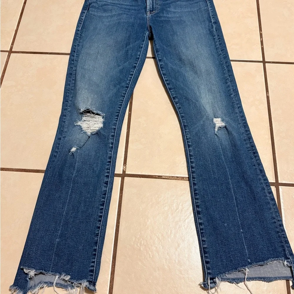 MOTHER Distressed Blue Straight Leg Jeans - Picture 5 of 5